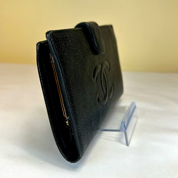 CHANEL CC Caviar Long Wallet Series #6 2000-02 Holds a Phone - Picture 5 of 15